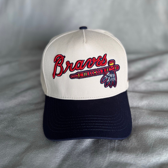 Banned Wagon Atlanta Blazin’ Braves A-frame Snapback Baseball Hat - Picture 2 of 6